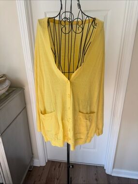 Escada Yellow Button-Front Cardigan Sweater